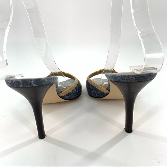 Guess promise heels 5.5 denim blue Jean rhinestone slip on slides Y2k vintage - Picture 4 of 13